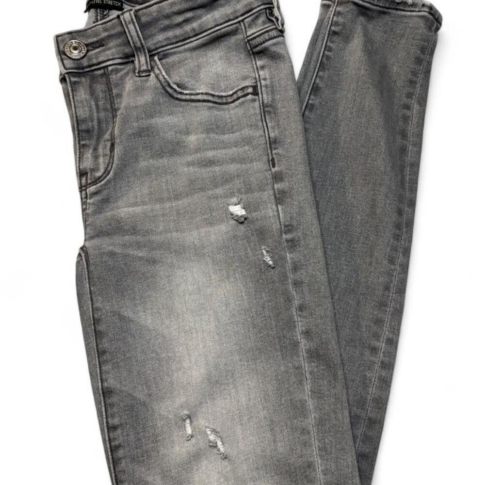 American Eagle Distressed Jeggings Size 0 R Next Level Stretch Grey Denim Jean